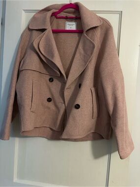 Women's Pink Double-Breasted Wool Blend Peacoat